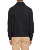 Suede Trim Blouson Jacket, Black