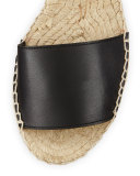 Sophie Leather Espadrille Wedge, Black