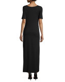 Short-Sleeve Ruched Jersey Maxi Dress 