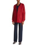High-Waist Straight-Leg Pants, Navy