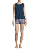 Aura Strappy-Back Performance Tank, Midnight Blue