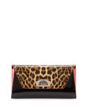 Vero Dodat Flap Patent Clutch Bag, Leopard/Black