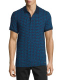 Textured Triangle-Stamped Short-Sleeve Polo Shirt, Purple