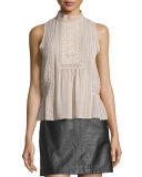 Raffe Lace-Inset Sleeveless Silk Top