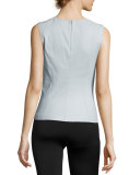 Stretch Leather Shell Top, Opal
