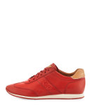 Trafton Grand.OS Vintage Leather Trainer, Red 