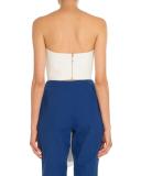 Strapless Tie-Front Poplin Top, Natural White