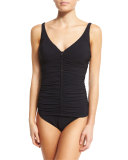 Waterfall Tankini Swim Top, Black (Available in D Cup)