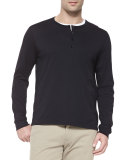 Long-Sleeve Jersey Henley, Black