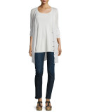 V-Neck Button-Front Long Sheer Hemp Cardigan