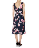 Maia Lily-Print Sleeveless Dress, Navy/Pink