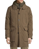 Oldham Hooded Parka Jacket, Russet Brown