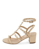 Rockstud Leather 60mm City Sandal, Skin