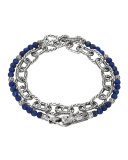 Naga Double Wrap Silver Link Bracelet with Lapis