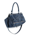 Pandora Medium Pepe Leather Shoulder Bag, Navy