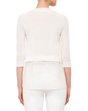 3/4-Sleeve Lace-Hem Pullover, Cream