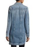 Long Trucker Denim Jacket, Light Brighton Blue