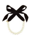 Pearly Choker Necklace with Velvet Bow