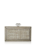 Coffered Crocodile Minaudiere, Cream