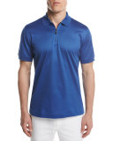 Cotton Zip Polo Shirt, Royal Blue
