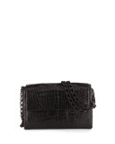 Crocodile Small Chain-Strap Shoulder Bag, Black Matte