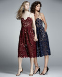 Azaelea Guipure-Lace Illusion Dress, Navy