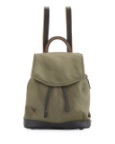 Pilot Mini Leather-Trim Nylon Backpack, Olive