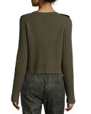 Tara Ribbed Pullover, Army Green