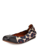 Leopard Jacquard Ballet Flat, Beige