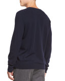 Cashmere Long-Sleeve Henley Sweater, Navy
