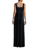 Alain Pleated Sleeveless Gown, Black