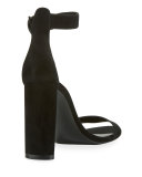 Giselle Suede Chunky-Heel Sandal, Black