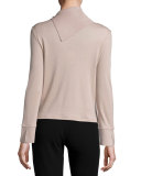 Fold-Neck Slit-Sleeve Cashmere Sweater