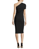 Alexandria Draped One-Shoulder Dress, Black