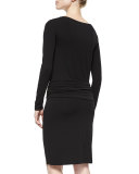 Drop-Waist Croc-Embossed Belted Dress