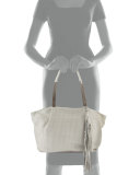 Jola Woven Double-Handle Satchel Bag, Off White