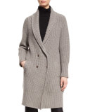 Double-Breasted Long Cardigan, Melange
