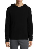 Cozy Hooded Long-Sleeve Pullover Sweatshirt, Black