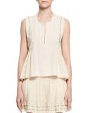 Adonis Sleeveless Studded Jersey Top, Ecru
