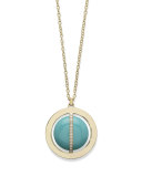 18K Senso Metal-Wrapped Turquoise Necklace with Diamonds, 31"