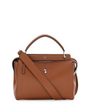 DOTCOM Medium Leather Satchel Bag, Bark/Bubblegum
