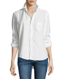 Eileen Solid Button-Front Shirt, Winter White