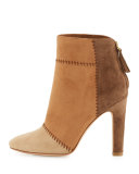 Briona Suede Patchwork Bootie, Chestnut/Multi