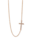 Small 14k Rose Gold Pave Diamond Cross Necklace