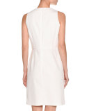 Sleeveless Piqué A-Line Dress, White