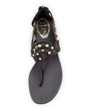 Mixed-Media Flat Thong Sandal
