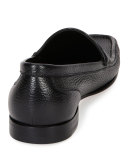 Suver Leather Moc-Toe Loafer, Black
