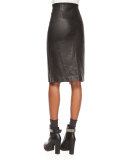 Leather Pencil Skirt, Black