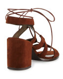 Bigtiegirl Suede Lace-Up Sandal, Walnut