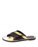 Mirror Crisscross Flat Slide Sandal
